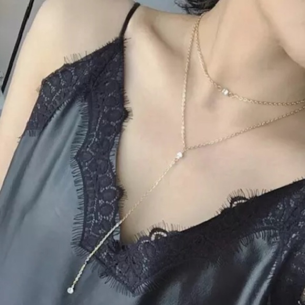 ‼️3/$30 Sexy Multilayer Rhinestone Gold Necklace - Picture 3 of 5
